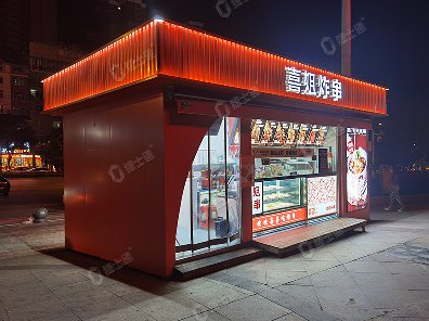 捷士通生產(chǎn)的炸串商亭售賣亭是一個(gè)尺寸為3乘6米的商業(yè)設(shè)施，專門用于銷售炸
